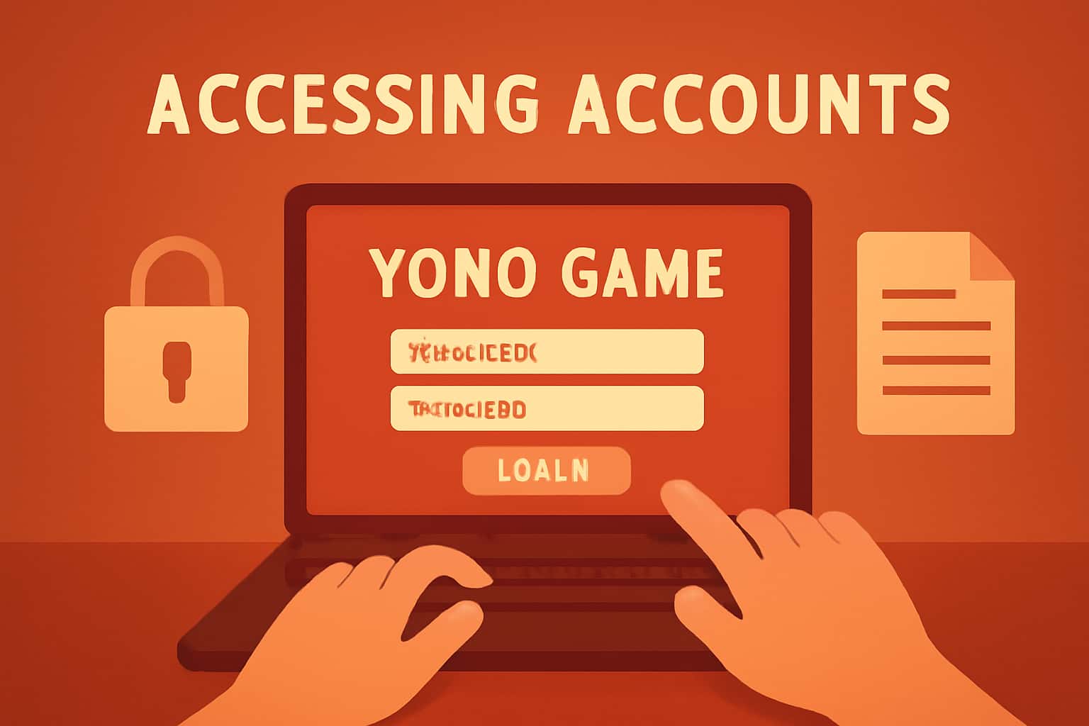 Informational scene about accessing Yono Game accounts, featuring 'Yono Game' prominently.