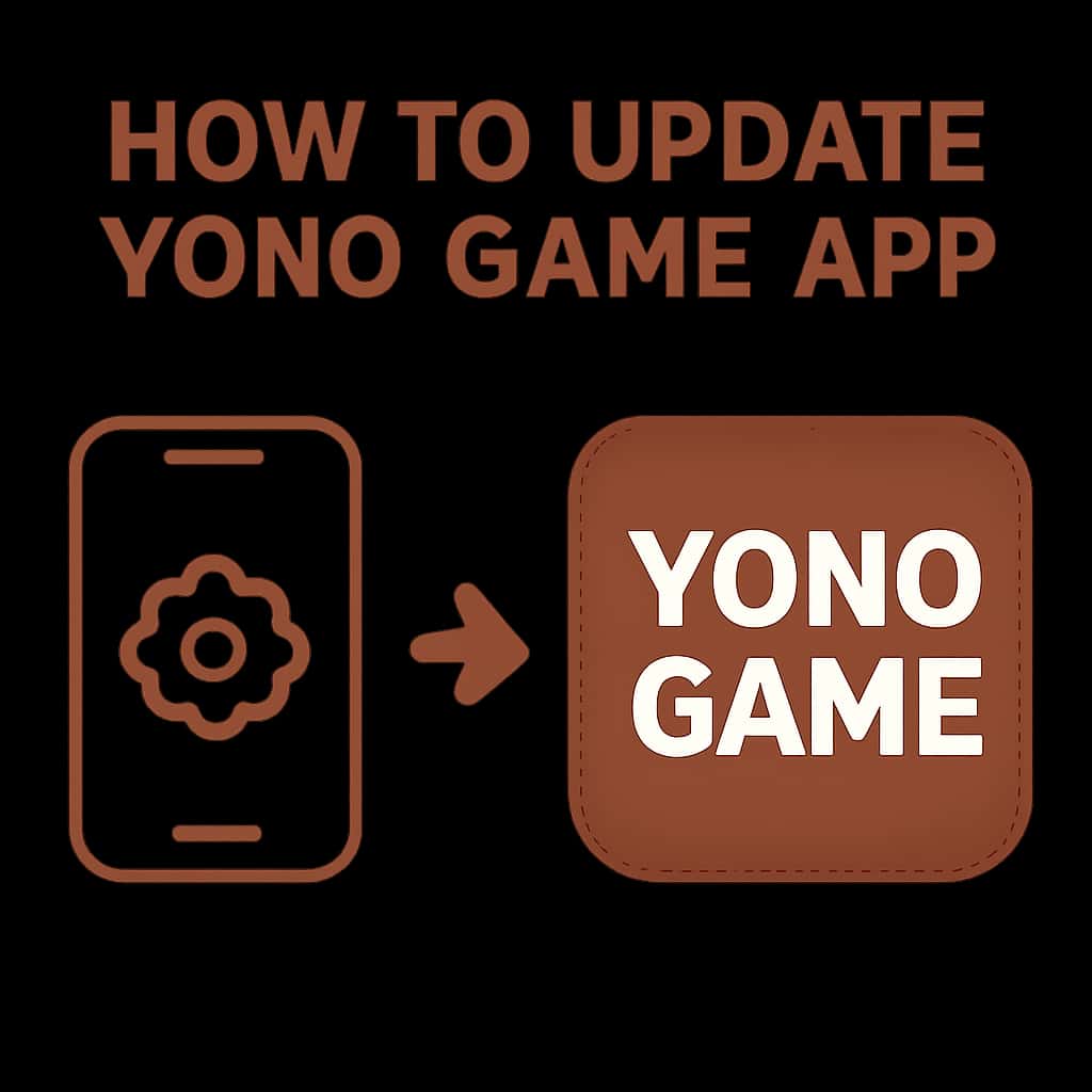 An illustration depicting the process of updating the Yono Game app.