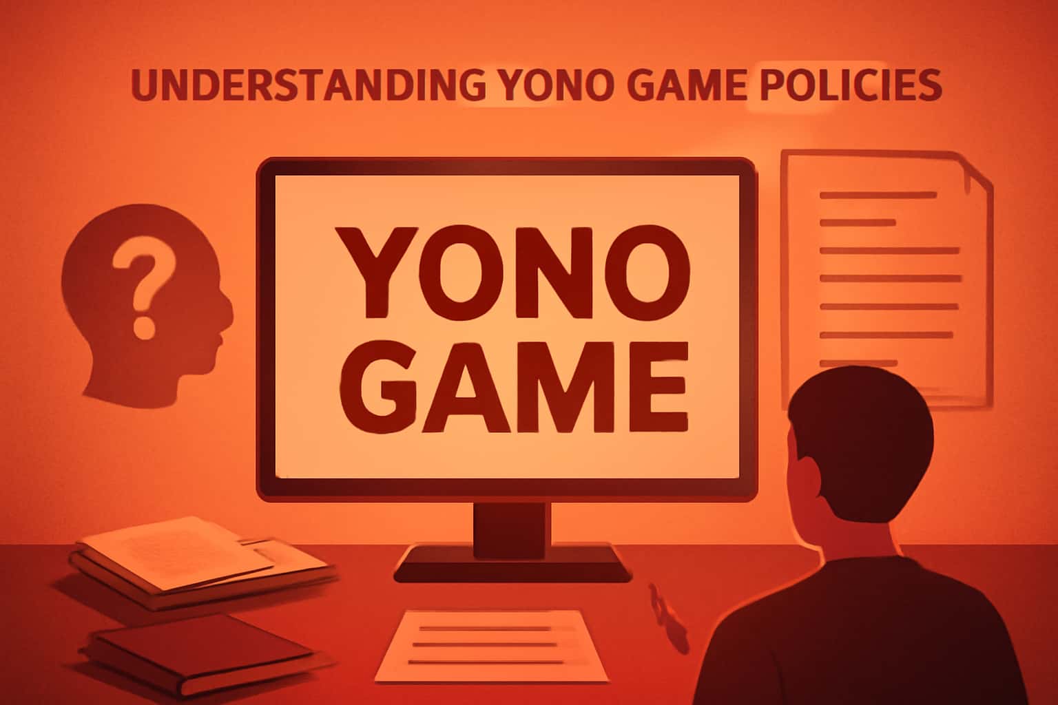An informative graphic illustrating Yono Game policies in a modern setting.