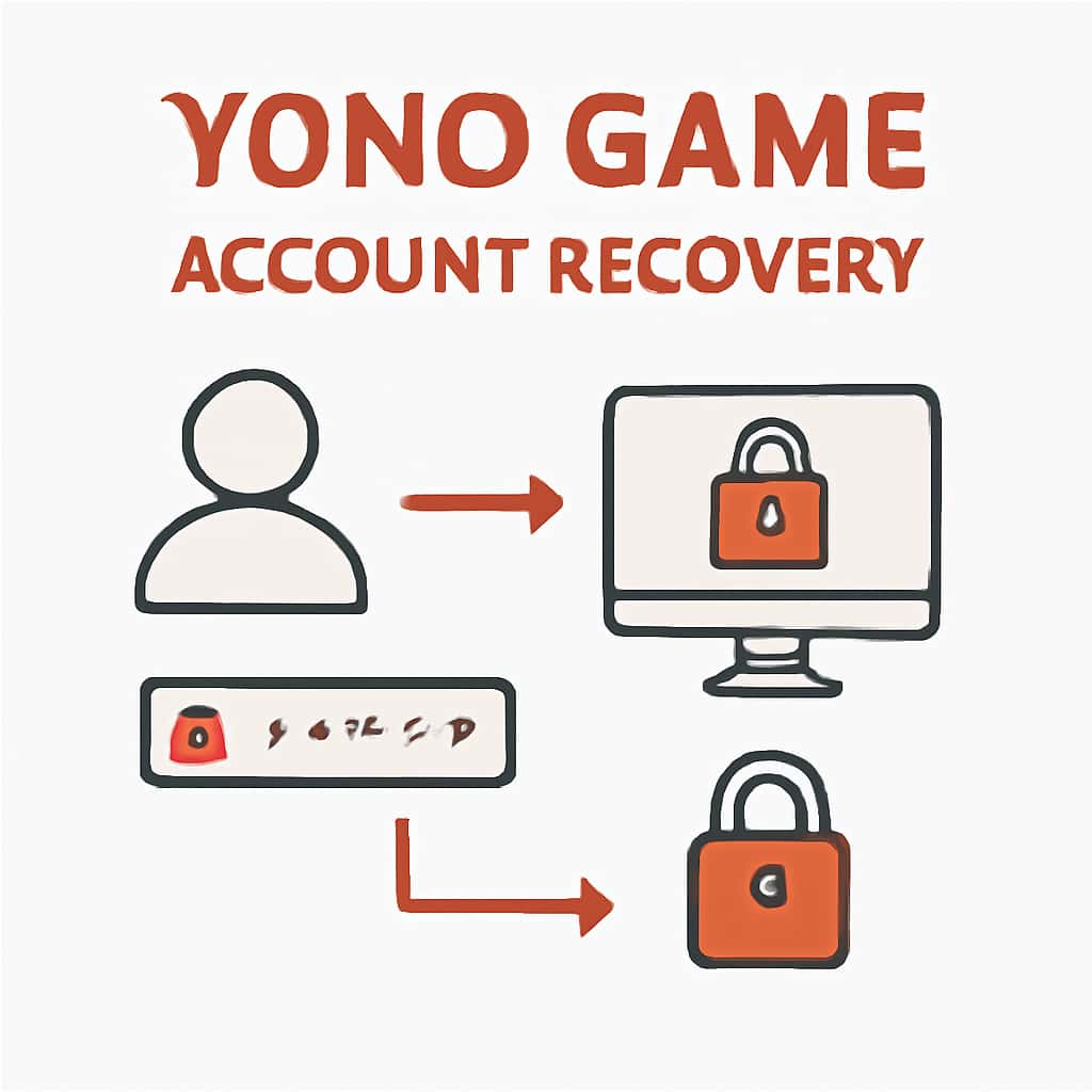An educational diagram illustrating account recovery steps for Yono Game.