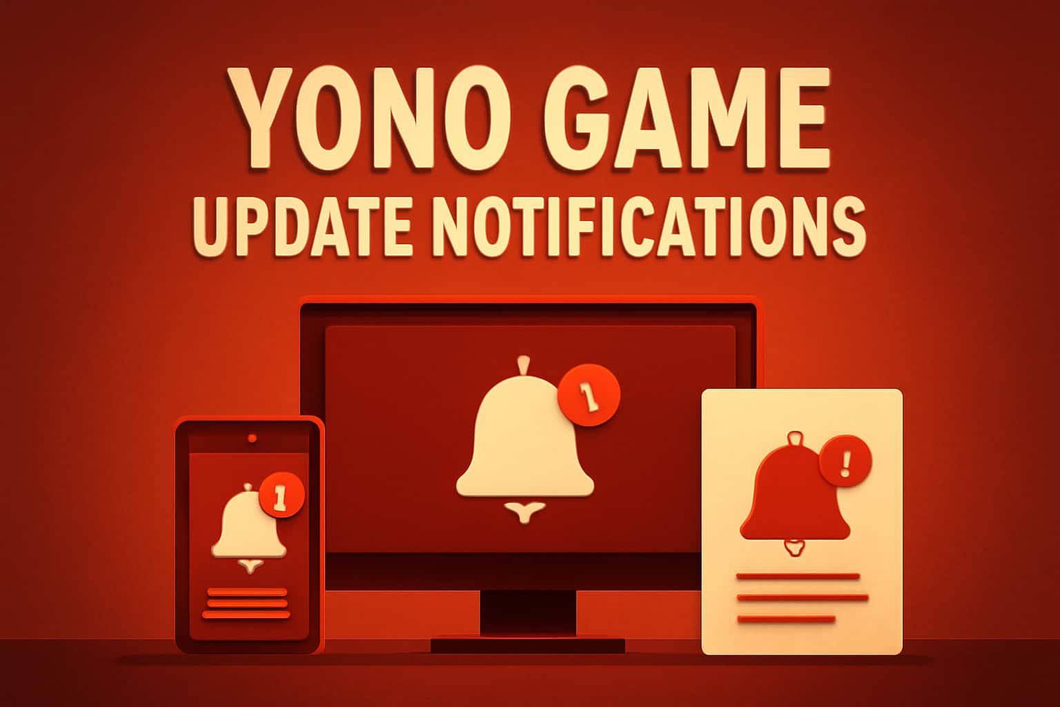 An informational scene depicting Yono Game Update Notifications with futuristic design elements.